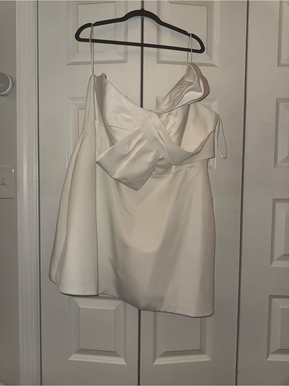 Jenny Yoo Ivory Mini Dress with Draped Bow